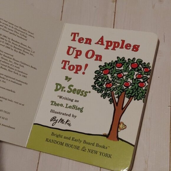 3/$13 Ten Apples Up On Top Dr. Seuss Theo LeSieg Baby Board Book - Picture 2 of 4